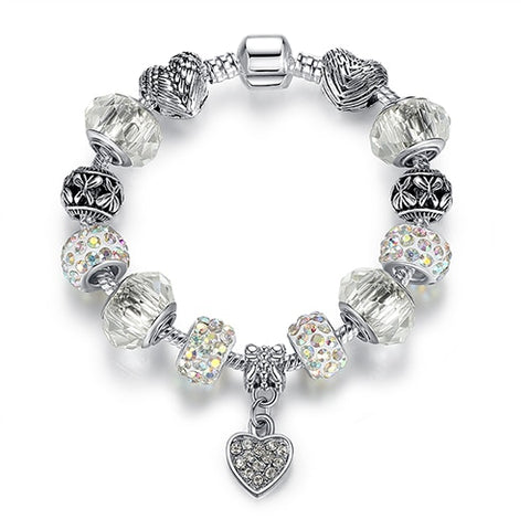 Image of Luxury Brand Unique Silver Crystal Charm Bracelet