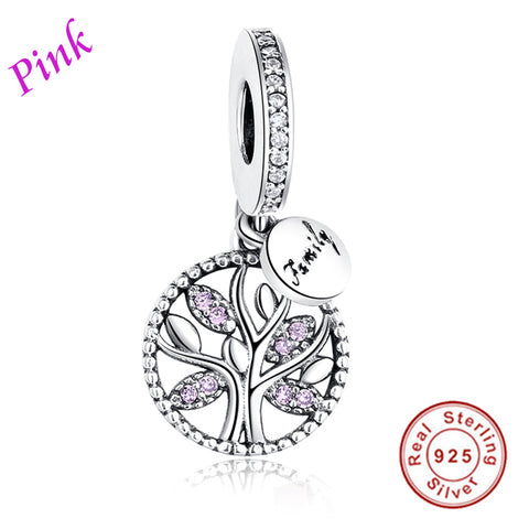 Image of Luxury Family Tree with Cubic Zirconia Bead 925 Sterling Silver