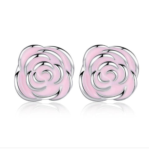 Image of Silver Color Rose earrings