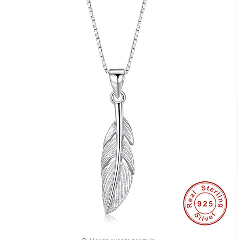 Image of Feather Necklace - 925 Sterling Silver