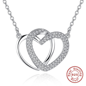 Luxury Crystal Interlocking Hearts  925 Sterling Silver