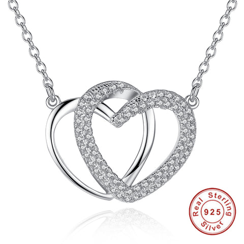 Image of Luxury Crystal Interlocking Hearts  925 Sterling Silver