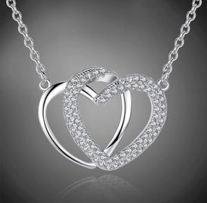 Luxury Crystal Interlocking Hearts  925 Sterling Silver