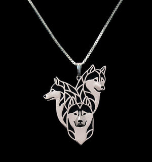 Siberian Husky Family Necklace 3D Cut