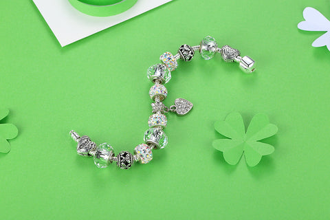 Image of Luxury Brand Unique Silver Crystal Charm Bracelet