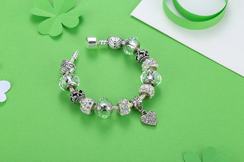 Image of Luxury Brand Unique Silver Crystal Charm Bracelet