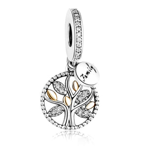 Luxury Family Tree with Cubic Zirconia Bead 925 Sterling Silver