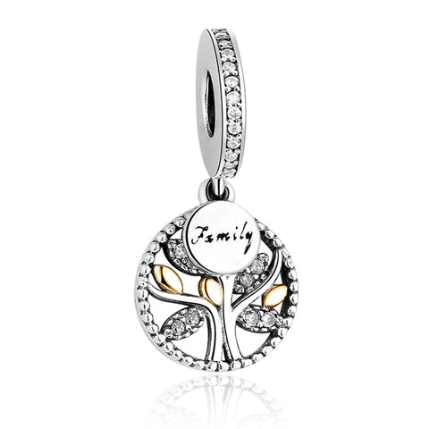 Image of Luxury Family Tree with Cubic Zirconia Bead 925 Sterling Silver