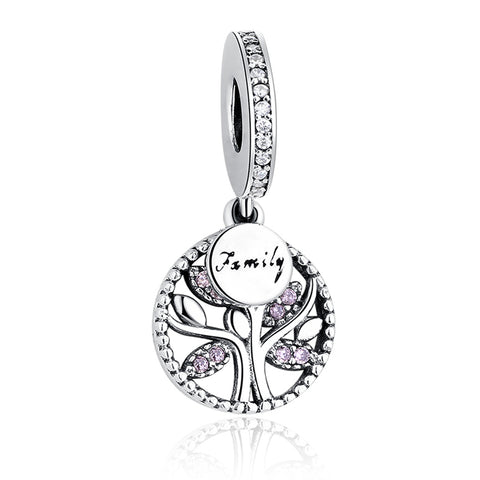 Image of Luxury Family Tree with Cubic Zirconia Bead 925 Sterling Silver