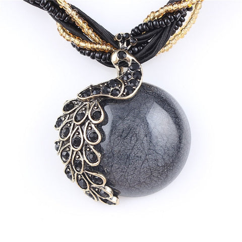 Image of Gray natural crystal stone necklace