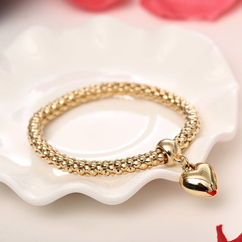 Image of 3 Pcs/Set Heart Charm Bracelet