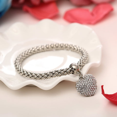 Image of 3 Pcs/Set Heart Charm Bracelet