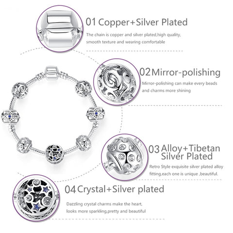 Image of Luxury Silver Charm Bracelet