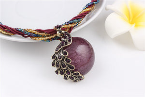 Purple natural crystal stone  necklace