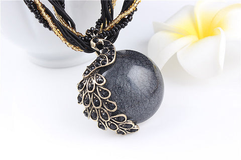 Image of Gray natural crystal stone necklace