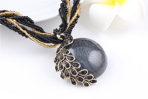 Gray natural crystal stone necklace