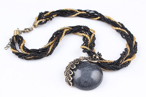 Image of Gray natural crystal stone necklace