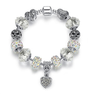 Luxury Brand Unique Silver Crystal Charm Bracelet