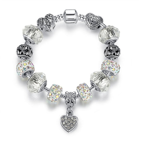 Image of Luxury Brand Unique Silver Crystal Charm Bracelet