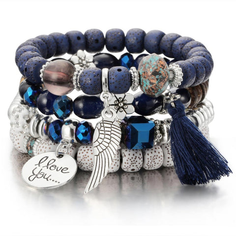 Image of Blue Vintage Crystal Bead Bracelet