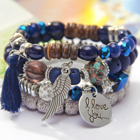 Image of Blue Vintage Crystal Bead Bracelet