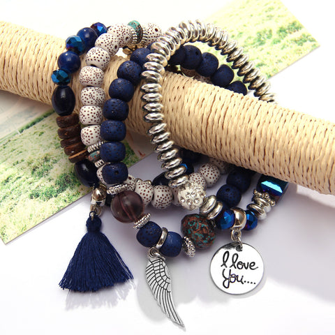 Image of Blue Vintage Crystal Bead Bracelet