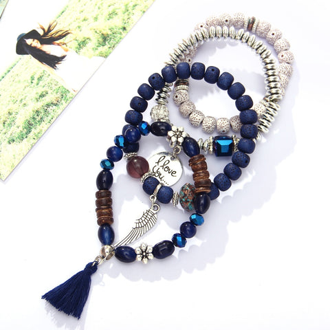 Image of Blue Vintage Crystal Bead Bracelet