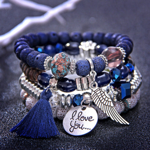 Image of Blue Vintage Crystal Bead Bracelet