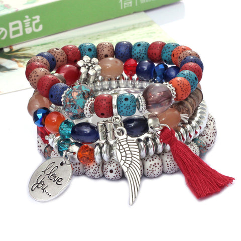 Image of Red Vintage Crystal Bead Bracelet