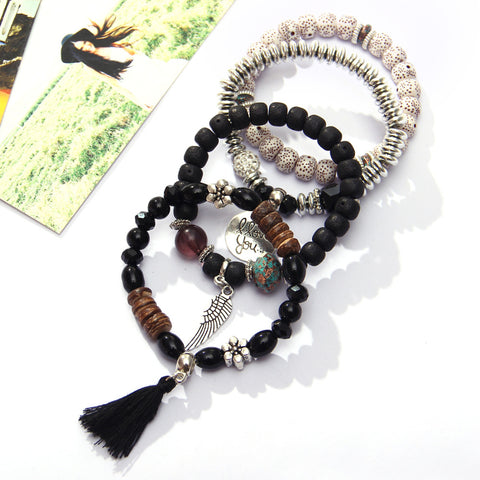 Image of Black Vintage Crystal Bead Bracelet