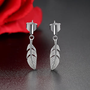 Feather Shape Earrings 925 Sterling Silver