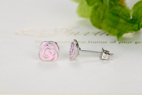 Image of Silver Color Rose earrings