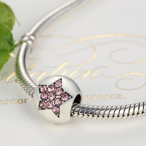 Silver Pink Crystal Wish Star Bead