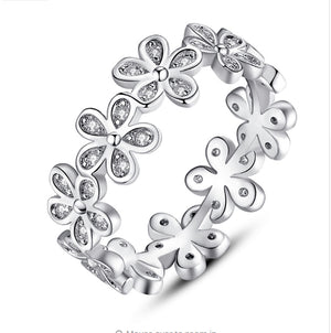 Flowers Finger Rings Silver